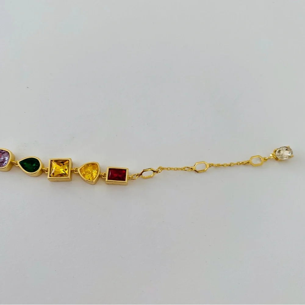 New in Box $320 Swarovski Imber Multicolor Crystals Gold Tone Bracelet